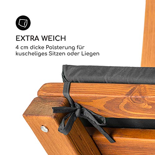 blumfeldt Aruba Hollywoodschaukel Gartenschaukel – 2-Sitzer: 130 x 140 cm, Sonnendach, 4 cm Sitzpolster, Material Textilien: Polyester, Material Rahmen: Lärche-Massivholz lasiert, Holz/Grau - 5