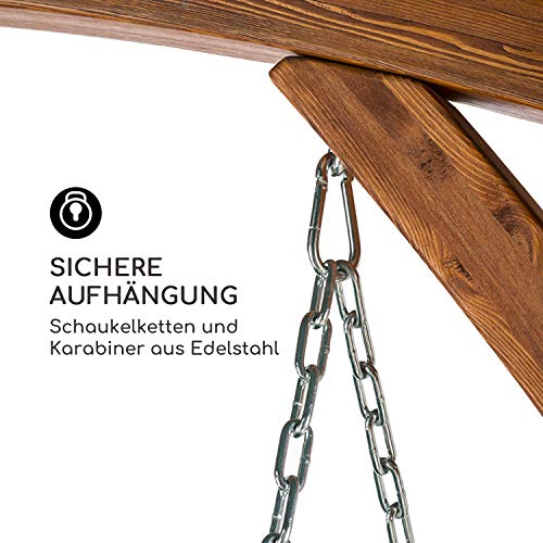blumfeldt Aruba Hollywoodschaukel Gartenschaukel – 2-Sitzer: 130 x 140 cm, Sonnendach, 4 cm Sitzpolster, Material Textilien: Polyester, Material Rahmen: Lärche-Massivholz lasiert, Holz/Grau - 6
