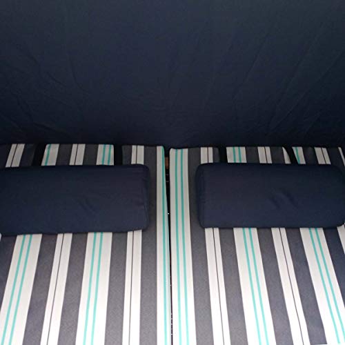 BRAST Strandkorb Deluxe 2-Sitzer XXL für 2 Personen 120cm breit mehrere Designs incl. Abdeckhaube Farbe Blau/Hellblau/Weiß gestreift Ostsee - 7