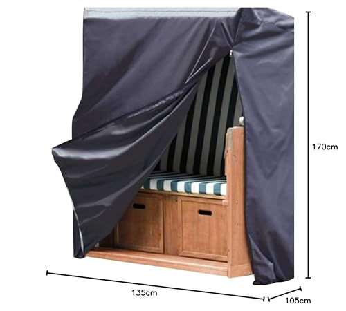 XXL Strandkorbhülle 2020 Oxford 420D 155 x 105 x 170/135 cm Strandkorb-Schutzhülle - 4