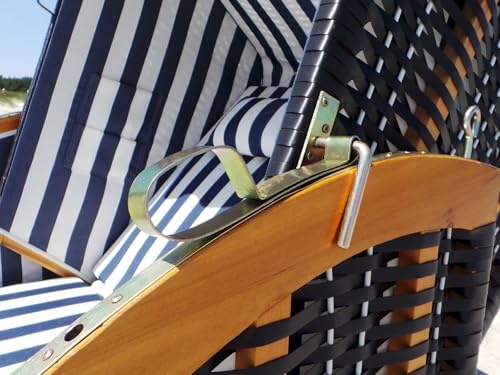 Swing & Harmonie Strandkorb XL – 118cm Rügen Ostsee Sonneninsel Rattan Möbel Polyrattan (anthrazit) - 3