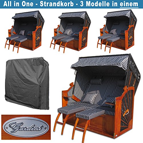 XINRO® Volllieger Strandkorb XXL anthrazit günstig kaufen # inkl. Schutzhülle # 2 Bezüge (Grundbezug + abnehm- und waschbarer Wechselbezug) - 2