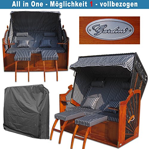 XINRO® Volllieger Strandkorb XXL anthrazit günstig kaufen # inkl. Schutzhülle # 2 Bezüge (Grundbezug + abnehm- und waschbarer Wechselbezug) - 3