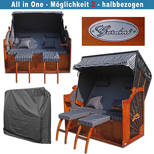 XINRO® Volllieger Strandkorb XXL anthrazit günstig kaufen # inkl. Schutzhülle # 2 Bezüge (Grundbezug + abnehm- und waschbarer Wechselbezug) - 4