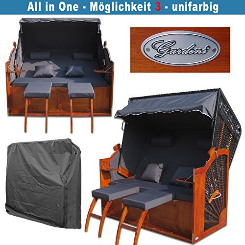 XINRO® Volllieger Strandkorb XXL anthrazit günstig kaufen # inkl. Schutzhülle # 2 Bezüge (Grundbezug + abnehm- und waschbarer Wechselbezug) - 5