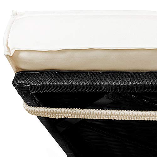 Deuba Poly Rattan Lounge Liege Mit Sonnendach 7cm Dicke Auflagen Klapptisch Schwarz Sonnenliege Gartenliege Garten Sofa - 5