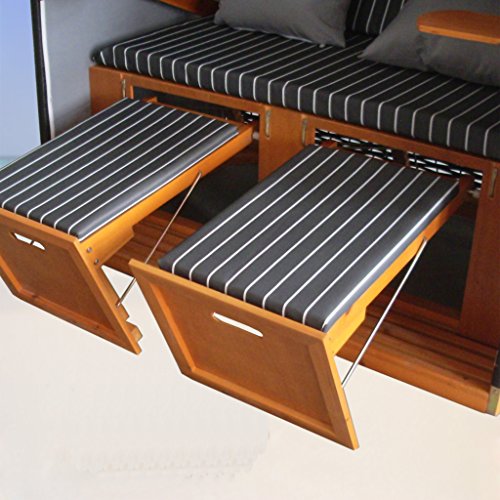 XINRO® – XY-71 – Volllieger Ostsee Strandkorb anthrazit inkl. Strandkorbhülle u. 4X Kissen, schwarzes Polyrattan, Ostsee Strandkorb Form - 5