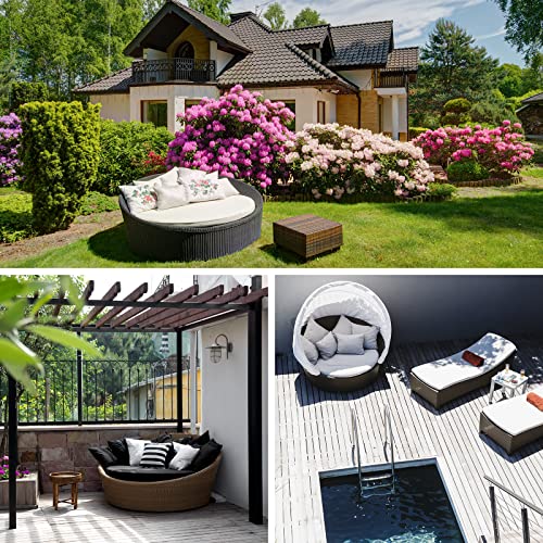 BB Sport 13-teilige Polyrattan Lounge Muschel Sonneninsel Sonnendach Klappbar Zierkissen Auflagen 10 cm Dicke, Farbe:Titan-Schwarz/Kieselstrand - 6