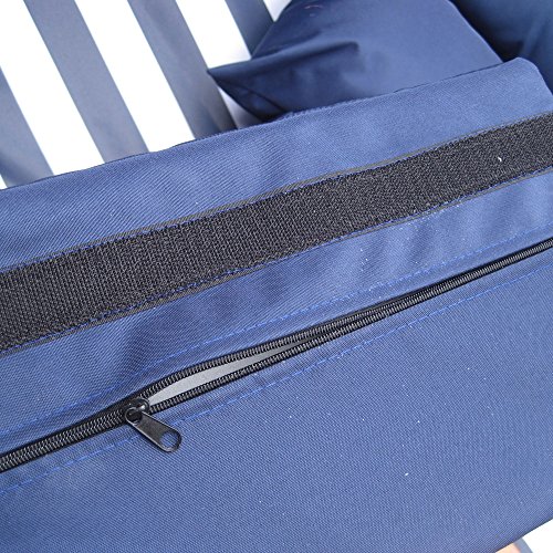Strandkorb XXXL # 2,5-Sitzer XXXL Strandkorb breit # Ostsee Strandkorb # 2x komplett wechselbare BEZÜGE # uni Bezug blau # +BONUS Bezug blau gestreift # inkl. Strandkorbhülle # Polyrattan: weiss - 9