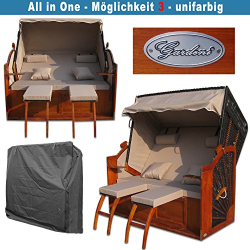 XINRO® XXL Volllieger Strandkorb Ostsee rot grün karo # wechselbare Bezüge # inkl. Strandkorbhülle - 5