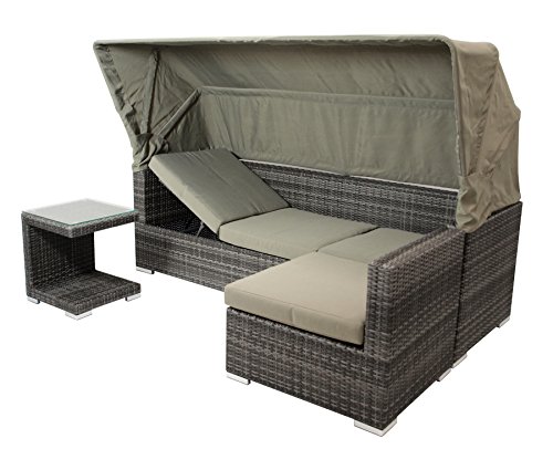 DEGAMO Funktions Loungeset MANACOR 16-teilig, Alu + Geflecht grau Bicolor, Polster taupefarben, XL-Ausführung mit 215cm Breite BZW. 195cm Liegefläche/Sitzbreite - 8