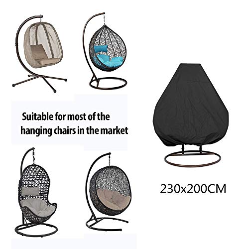 HONCENMAX Abdeckung für Hängesessel/Schwingsessel/Hängekorb mit Reißverschluss – Garten Rattan Wicker Hängesessel wasserdichte Möbel Schutzhülle – Oxford 210D Gewebe und Innen mit PVC Beschichtet - 2