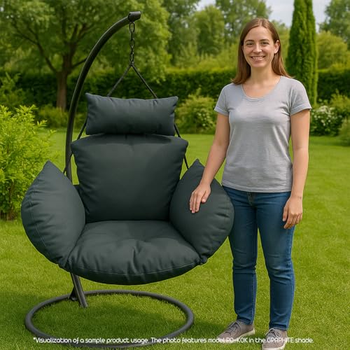 Ferocity Hängesessel Kissen, Polster, Auflage für Polyrattan/Rattan Hängeschaukel, Hängekorb, Schaukel Korb, Rückenkissen in der Farbe Graphit [114] - 5