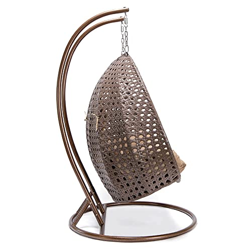 Home Deluxe – Polyrattan Hängesessel – Twin braun – inkl. Gestell, Sitz- und Rückenkissen | Hängestuhl Gartenschaukel Hängekorb - 6