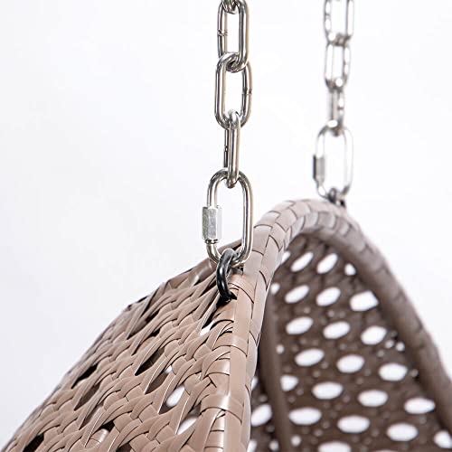 Home Deluxe – Polyrattan Hängesessel – Twin braun – inkl. Gestell, Sitz- und Rückenkissen | Hängestuhl Gartenschaukel Hängekorb - 7