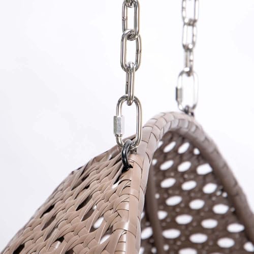 Home Deluxe – Polyrattan Hängesessel – Twin braun – inkl. Gestell, Sitz- und Rückenkissen | Hängestuhl Gartenschaukel Hängekorb - 9