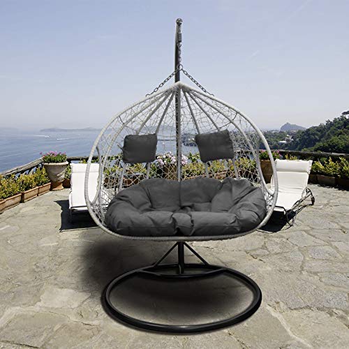 Trendyshop365 XL Polyrattan Outdoor Hängesessel mit Gestell inklusive Polster und Kissen Hängeliege Hängestuhl Garten - 2