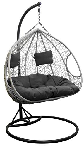 Trendyshop365 XL Polyrattan Outdoor Hängesessel mit Gestell inklusive Polster und Kissen Hängeliege Hängestuhl Garten - 3