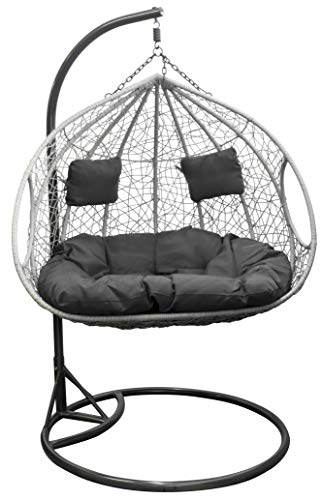 Trendyshop365 XL Polyrattan Outdoor Hängesessel mit Gestell inklusive Polster und Kissen Hängeliege Hängestuhl Garten - 5