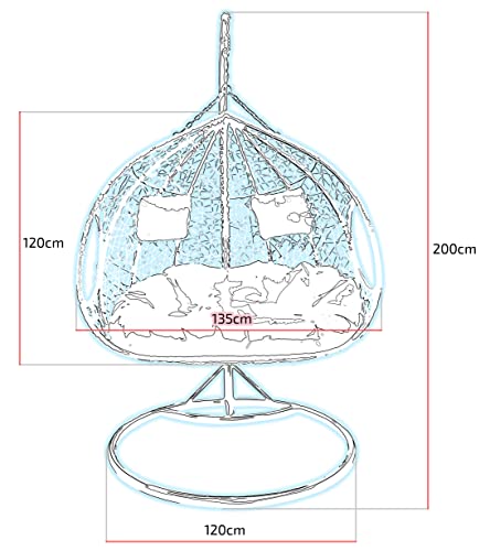 Trendyshop365 XL Polyrattan Outdoor Hängesessel mit Gestell inklusive Polster und Kissen Hängeliege Hängestuhl Garten - 8