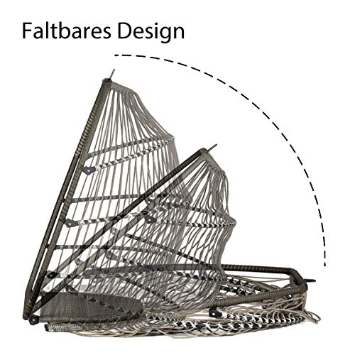 Sekey Hängesessel mit Gestell Kissen, Polyrattan Hängestuhl mit Sitzkissen für Garten und Balkon, Taupe XXL - 4