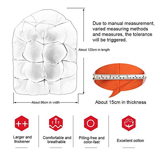 soundwinds Egg Schaukel Stuhlkissen Hänge Egg Hängesessel-Kissen-weiche verdickte Rattan Hänge Schaukel Stuhlkissen Schaukel hängenden Korb Sitzkissen Pad für Innen Außen Schlafzimmer Terrasse Garten - 2
