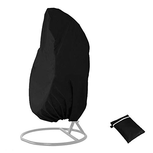 AOUSTHOP Hängesessel Abdeckung Hängende Ei Stuhlabdeckung Reißfest wasserdicht 210D Oxford Stoff Rattan Wicker Schaukelstuhlbezug für Patio Garden Schaukelstuhl (115 * 190CM, Schwarz) - 2