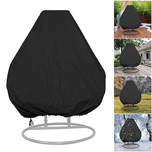 AOUSTHOP Hängesessel Abdeckung Hängende Ei Stuhlabdeckung Reißfest wasserdicht 210D Oxford Stoff Rattan Wicker Schaukelstuhlbezug für Patio Garden Schaukelstuhl (115 * 190CM, Schwarz) - 3