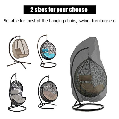 AOUSTHOP Hängesessel Abdeckung Hängende Ei Stuhlabdeckung Reißfest wasserdicht 210D Oxford Stoff Rattan Wicker Schaukelstuhlbezug für Patio Garden Schaukelstuhl (115 * 190CM, Schwarz) - 5