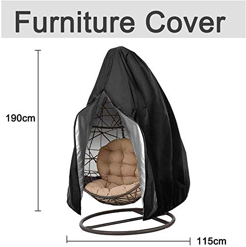 YCHK Hängesessel Stuhlhülle, Hängesessel Abdeckung Wasserabweisende Oxford-Schutzhülle für Patio Patio Schaukelstuhl, Ei-Schaukelstuhl, Schwimmstuhl (115 * 190CM) (Grey1) - 3