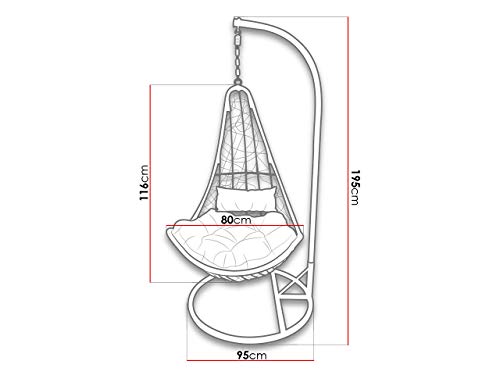 Mirjan24 Hängesessel mit Gestell und Kissen Boho, Outdoor Hängestuhl Hängekorb Hängeschaukel Hängesitz Stahlskelett (Grau) - 4