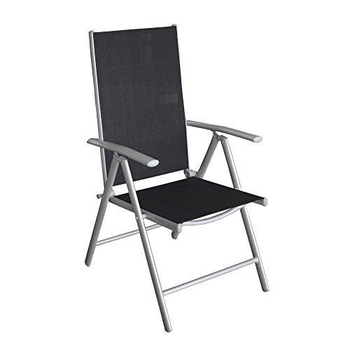 Multistore 2002 3tlg Balkonmöbel Set Sitzgruppe Vollkunststoff Gartentisch Rattan-Optik 79x79cm Hochlehner mit Textilenbespannung Gartenstuhl Rückenlehne 7-Fach verstellbar Silber/Schwarz - 4