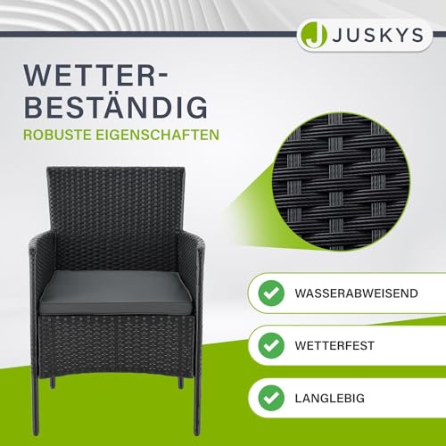 ArtLife Polyrattan Gartenmöbel-Set Fort Myers schwarz – Sitzgruppe mit Tisch, Sofa & 2 Stühlen – Balkonmöbel für 4 Personen mit grauen Auflagen - 3