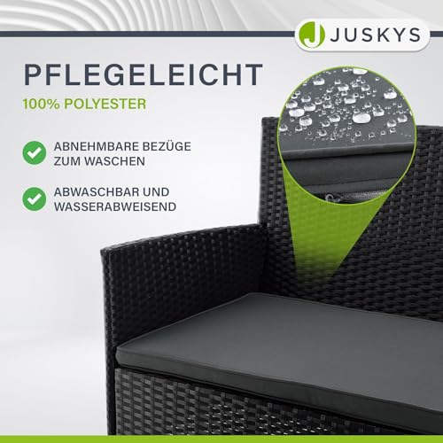 ArtLife Polyrattan Gartenmöbel-Set Fort Myers schwarz – Sitzgruppe mit Tisch, Sofa & 2 Stühlen – Balkonmöbel für 4 Personen mit grauen Auflagen - 5