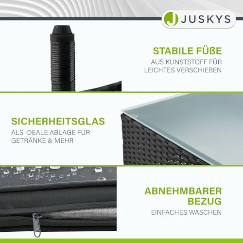 ArtLife Polyrattan Gartenmöbel-Set Fort Myers schwarz – Sitzgruppe mit Tisch, Sofa & 2 Stühlen – Balkonmöbel für 4 Personen mit grauen Auflagen - 8