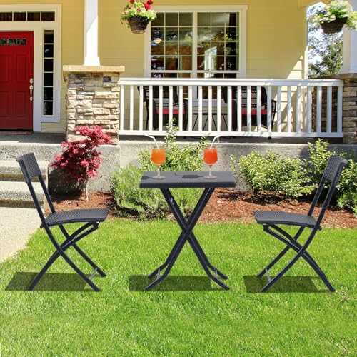 Outsunny Bistroset Polyrattan 3tlg. Sitzgruppe Essgruppe Gartenmöbel Garnitur - 2