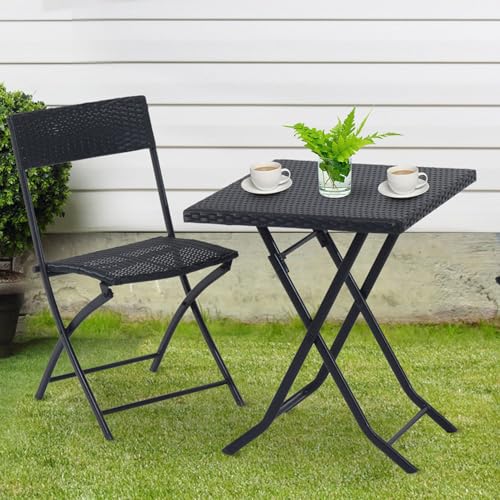 Outsunny Bistroset Polyrattan 3tlg. Sitzgruppe Essgruppe Gartenmöbel Garnitur - 7