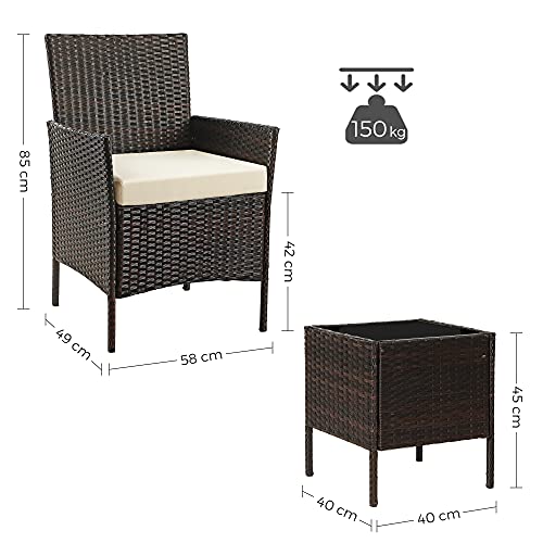 SONGMICS Gartenmöbel-Set aus Polyrattan, Lounge-Set, in Rattanoptik, Terrassenmöbel, Balkonmöbel, für Terrasse, Garten, Balkon, braun-beige GGF001K02 - 7