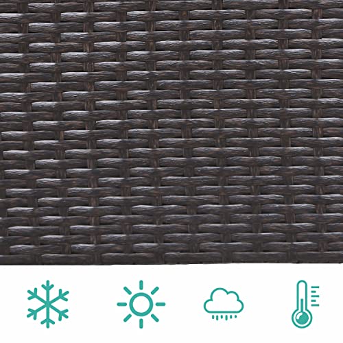 GOJOOASIS Polyratten Lounge, 5 Teilig Sitzgruppe, 200cm Gartenmöbel Garnitur für 3-4 Personen, Couch-Set in Braun-schwarz mit beigen Bezügen&grünen Kopfkissen, für Garten, Terrasse&Balkon(2 Pakete) - 6