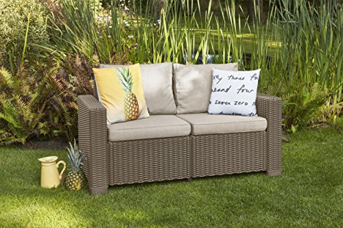 „Allibert by Keter“ Gartenlounge Sofa California 2-Sitzer, cappuccino/panama sand, inkl. Sitz- und Rückenkissen, Kunststoff, runde Rattanoptik - 2