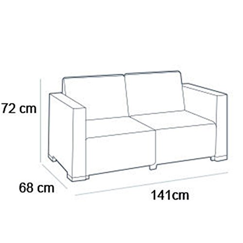 „Allibert by Keter“ Gartenlounge Sofa California 2-Sitzer, cappuccino/panama sand, inkl. Sitz- und Rückenkissen, Kunststoff, runde Rattanoptik - 7