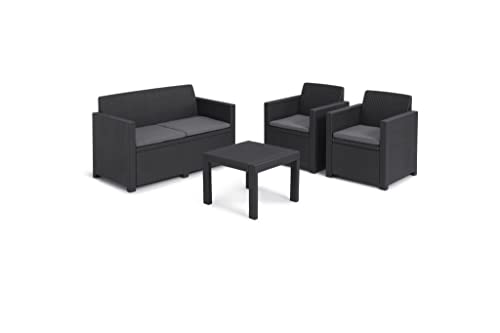 „Allibert by Keter“ Gartenlounge Set Alabama, graphit/cool grey, 4tlg., inkl. Sitzkissen, Kunststoff, flache Rattanoptik - 2