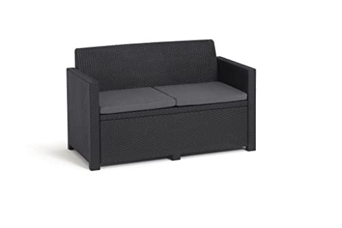 „Allibert by Keter“ Gartenlounge Set Alabama, graphit/cool grey, 4tlg., inkl. Sitzkissen, Kunststoff, flache Rattanoptik - 3