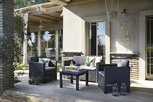 „Allibert by Keter“ Gartenlounge Set Alabama, graphit/cool grey, 4tlg., inkl. Sitzkissen, Kunststoff, flache Rattanoptik - 5