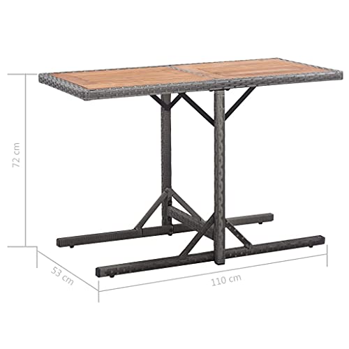 vidaXL Bistroset mit Auflagen 3-TLG. Balkonset Balkonmöbel Garnitur Sitzgruppe Sitzgarnitur Gartenmöbel Tisch 2 Stühle Poly Rattan Grau - 9