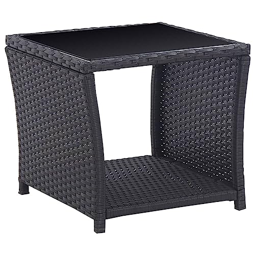 vidaXL Bistroset 3-TLG. mit Auflagen Balkonset Sitzgruppe Gartenmöbel Balkonmöbel Gartenset Garnitur Tisch Stühle Poly Rattan Schwarz - 2