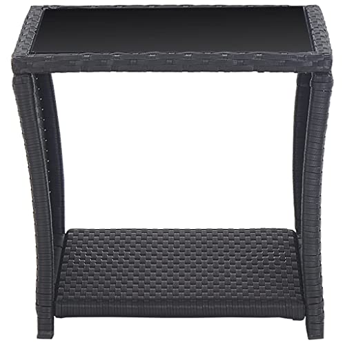 vidaXL Bistroset 3-TLG. mit Auflagen Balkonset Sitzgruppe Gartenmöbel Balkonmöbel Gartenset Garnitur Tisch Stühle Poly Rattan Schwarz - 3