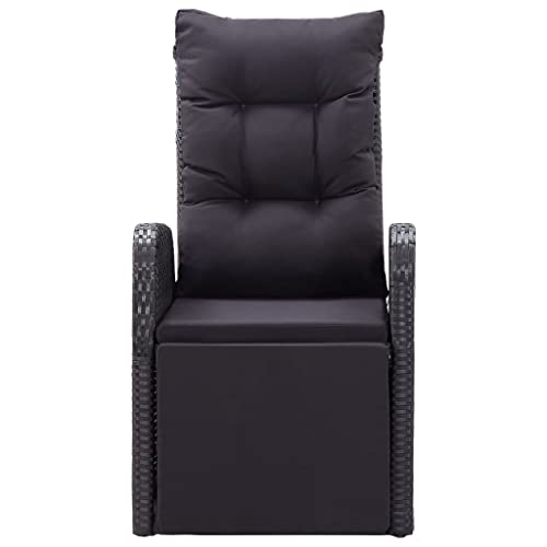 vidaXL Bistroset 3-TLG. mit Auflagen Balkonset Sitzgruppe Gartenmöbel Balkonmöbel Gartenset Garnitur Tisch Stühle Poly Rattan Schwarz - 7