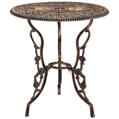 casa.pro Gartentisch/Bistro-Tisch 60cm, rund, Bronze mit 2 Stühlen – Französische Gartenmöbel im Antik-Look für Balkon/Terrasse – Bistro-Set wetterbeständig, Gusseisen-Metall als Gartendeko - 3