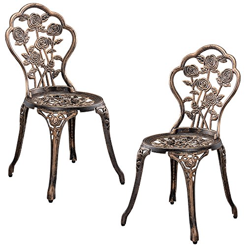 casa.pro Gartentisch/Bistro-Tisch 60cm, rund, Bronze mit 2 Stühlen – Französische Gartenmöbel im Antik-Look für Balkon/Terrasse – Bistro-Set wetterbeständig, Gusseisen-Metall als Gartendeko - 5
